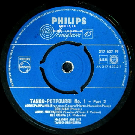 Malando And His Tango-Orchestra - Tango-Potpourri No. 1 - Part 2 / Tango-Potpourri No. 1 - Part 1 side A