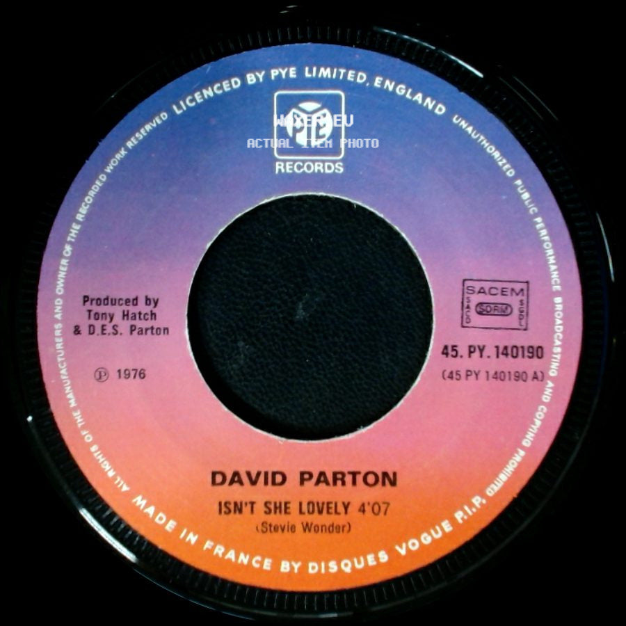 David Parton - Love And Peace Of Mind / Isn't She Lovely side B