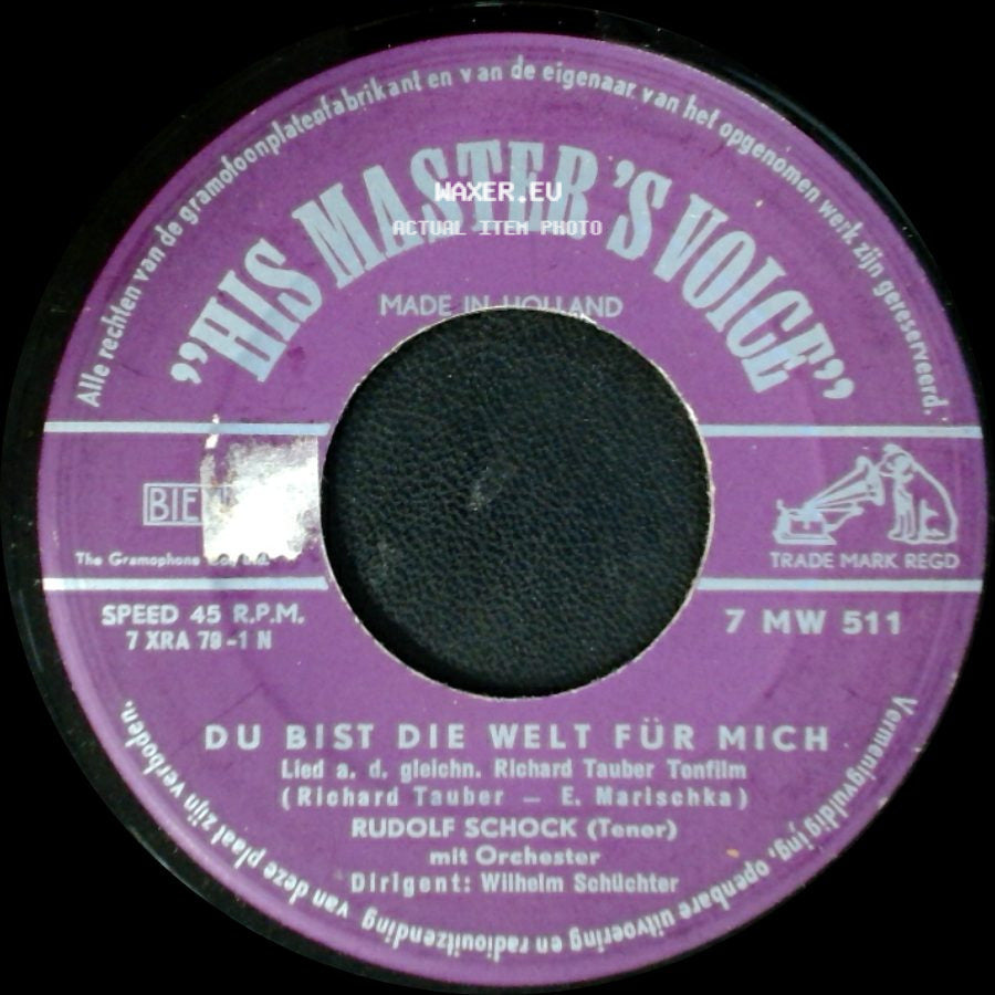 Rudolf Schock - Du Bist Die Welt Für Mich / Gern Hab' Ich Die Frau'n Geküsst side A