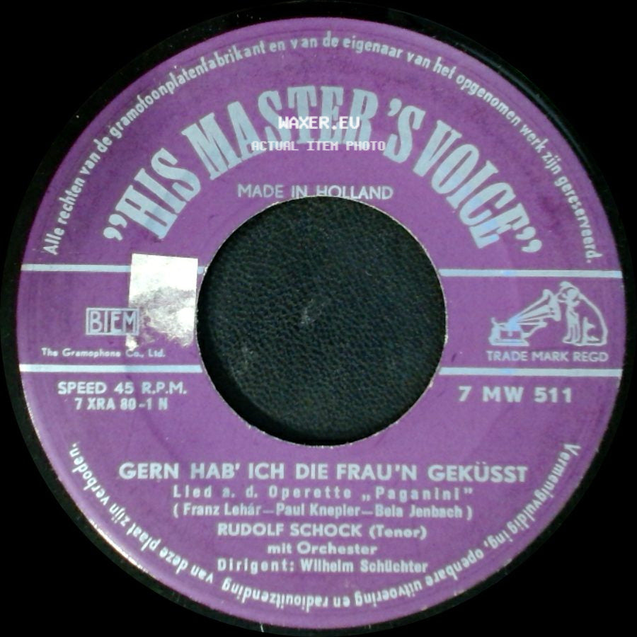Rudolf Schock - Du Bist Die Welt Für Mich / Gern Hab' Ich Die Frau'n Geküsst side B