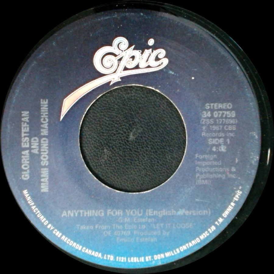 Gloria Estefan And Miami Sound Machine - Anything For You (English Version) / Anything For You (Spanish Version) side A