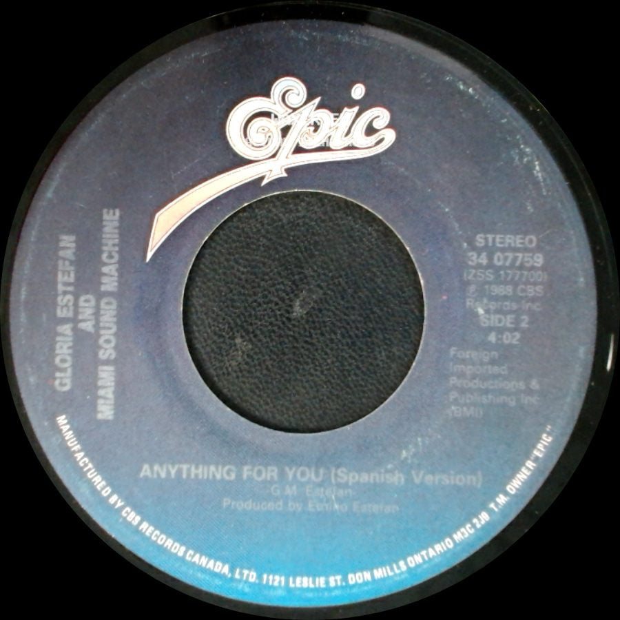 Gloria Estefan And Miami Sound Machine - Anything For You (English Version) / Anything For You (Spanish Version) side B