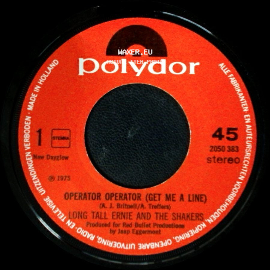 Long Tall Ernie And The Shakers - Pool-Shark / Operator Operator (Get Me A Line) side B