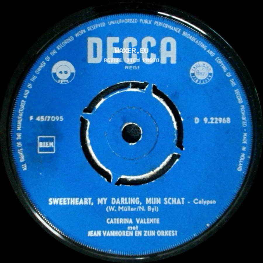 Caterina Valente Met Jean Vanhoren En Zijn Orkest - Bon Giorno / Sweetheart, My Darling, Mijn Schat side B