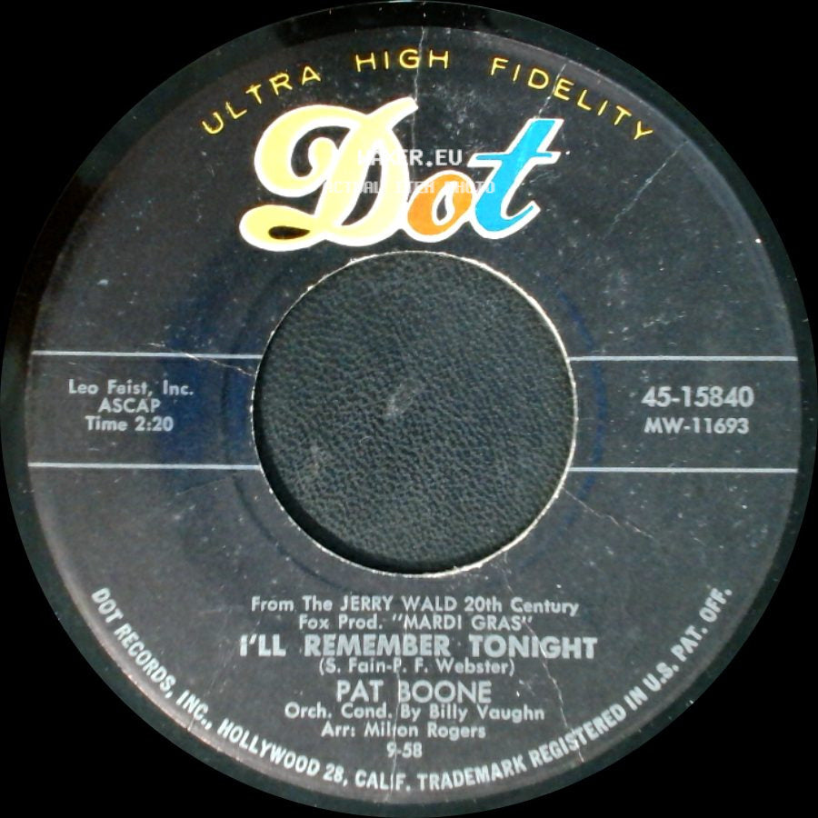 Pat Boone - I'll Remember Tonight / The Mardi Gras March side A