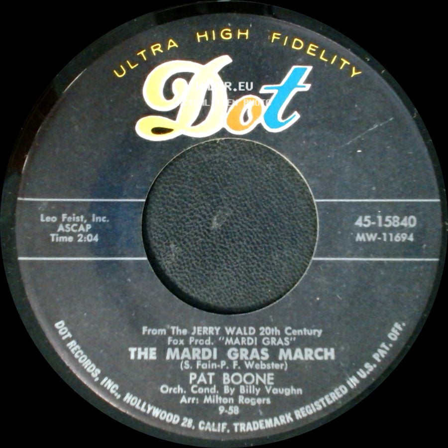 Pat Boone - I'll Remember Tonight / The Mardi Gras March side B
