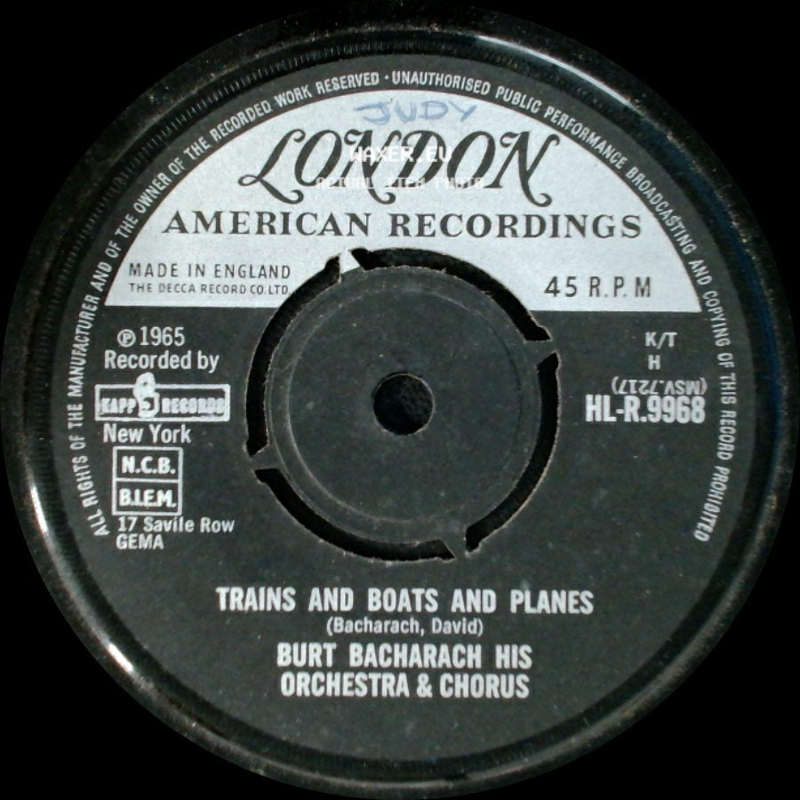 Burt Bacharach His Orchestra & Chorus - Trains And Boats And Planes / Wives And Lovers side A