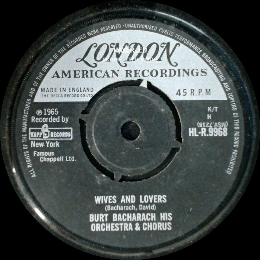 Burt Bacharach His Orchestra & Chorus - Trains And Boats And Planes / Wives And Lovers side B