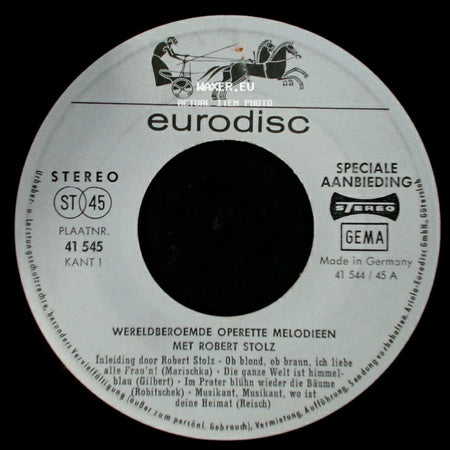Robert Stolz - Wereldberoemde Operette Melodieen / Wereldberoemde Operette Melodieen side A