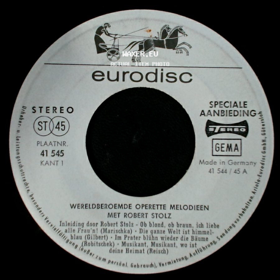 Robert Stolz - Wereldberoemde Operette Melodieen / Wereldberoemde Operette Melodieen side A