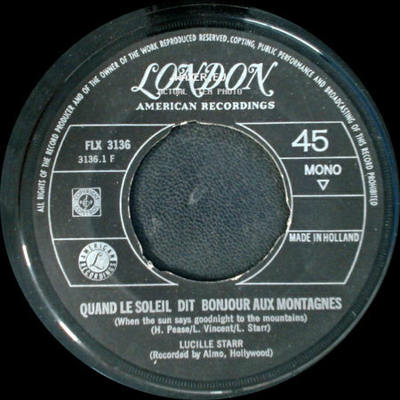 Lucille Starr - Quand Le Soleil Dit Bonjour Aux Montagnes / Sit Down And Write A Letter To Me side A