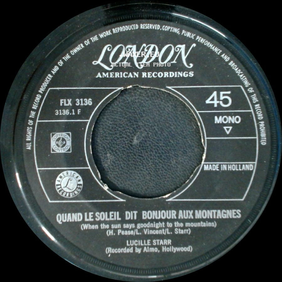 Lucille Starr - Quand Le Soleil Dit Bonjour Aux Montagnes / Sit Down And Write A Letter To Me side A