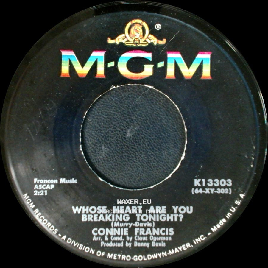 Connie Francis - Come On Jerry / Whose Heart Are You Breaking Tonight? side B