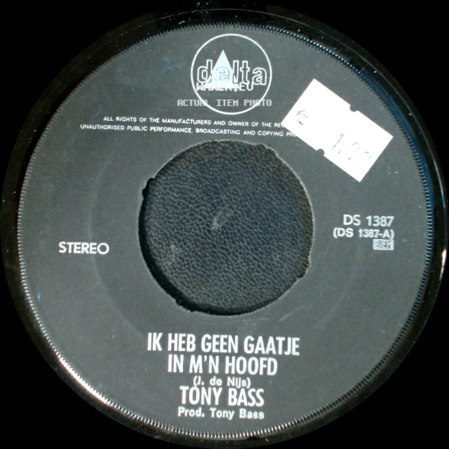 Tony Bass - Lady Lorelei / Ik Heb Geen Gaatje In M'n Hoofd side B