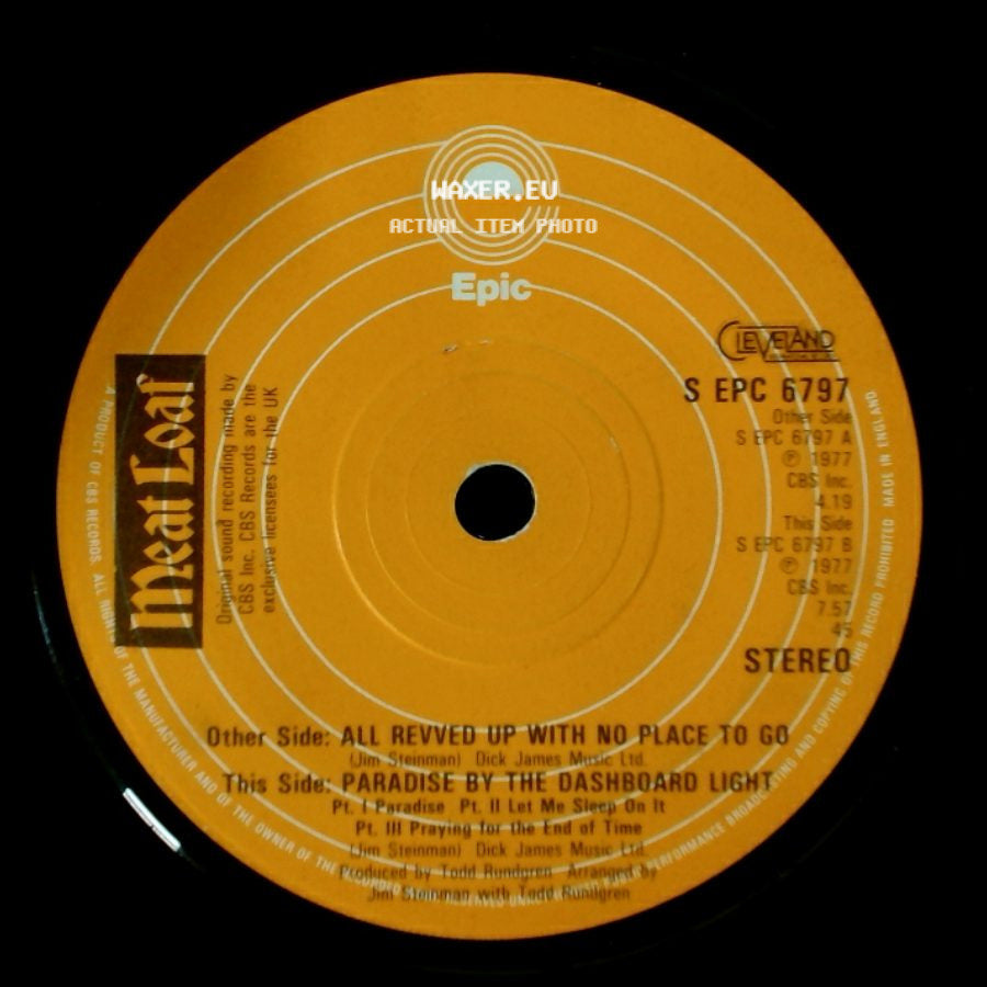 Meat Loaf - Paradise By The Dashboard Light / Unknown Title B side A