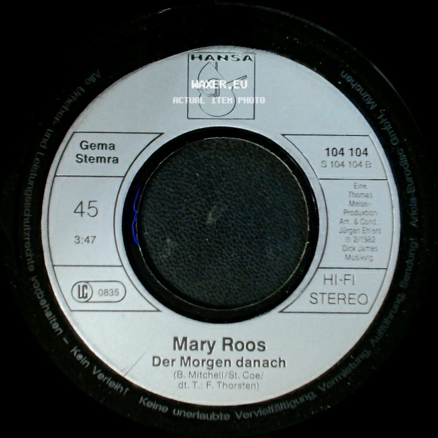 Mary Roos - Der Morgen Danach / Heiß Und Kalt side A