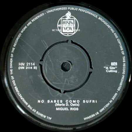 Miguel Rios - Song Of Joy ("Himno A La Alegria") / No Sabes Como Sufri side B