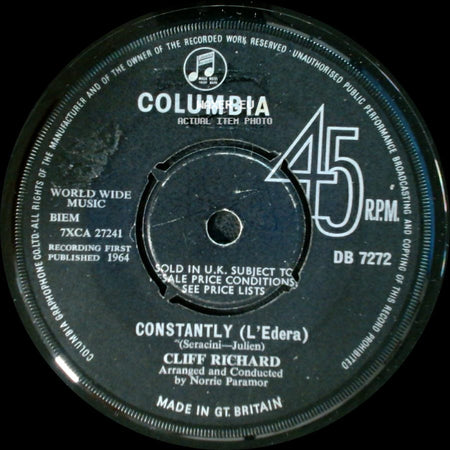 Cliff Richard / Cliff Richard And The Shadows - Constantly (L'edera) / True, True Lovin' side A