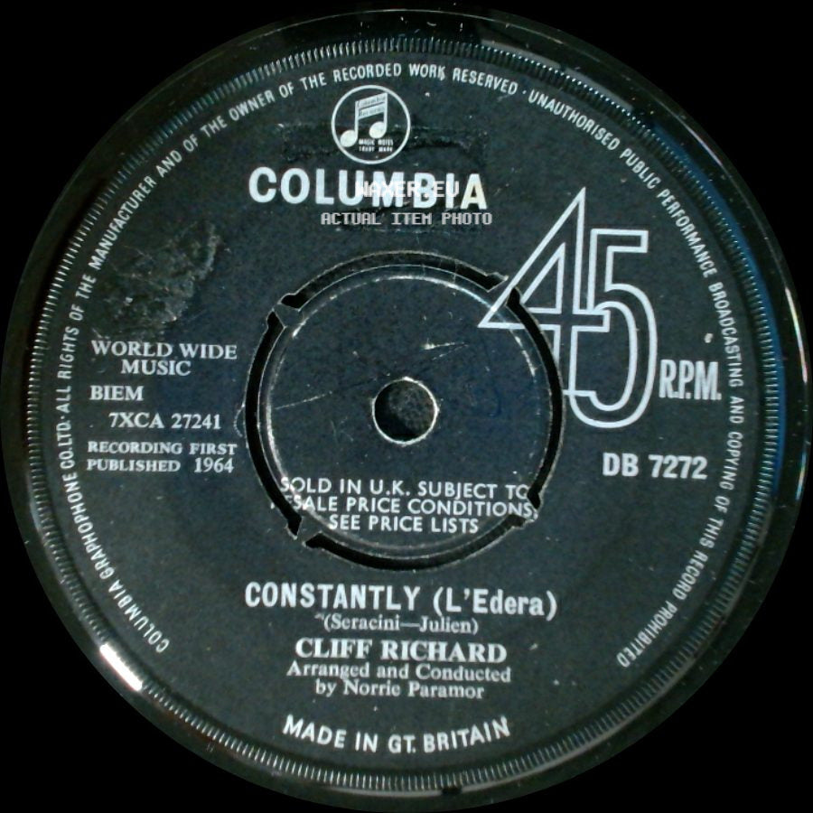Cliff Richard / Cliff Richard And The Shadows - Constantly (L'edera) / True, True Lovin' side A