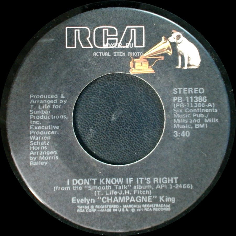 Evelyn "Champagne" King - We're Going To A Party / I Don't Know If It's Right side B