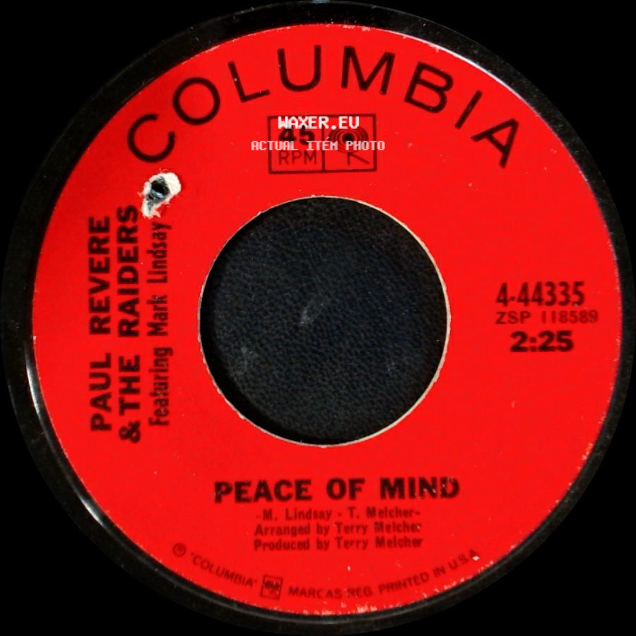 Paul Revere & The Raiders Featuring Mark Lindsay - Peace Of Mind / Do Unto Other side A