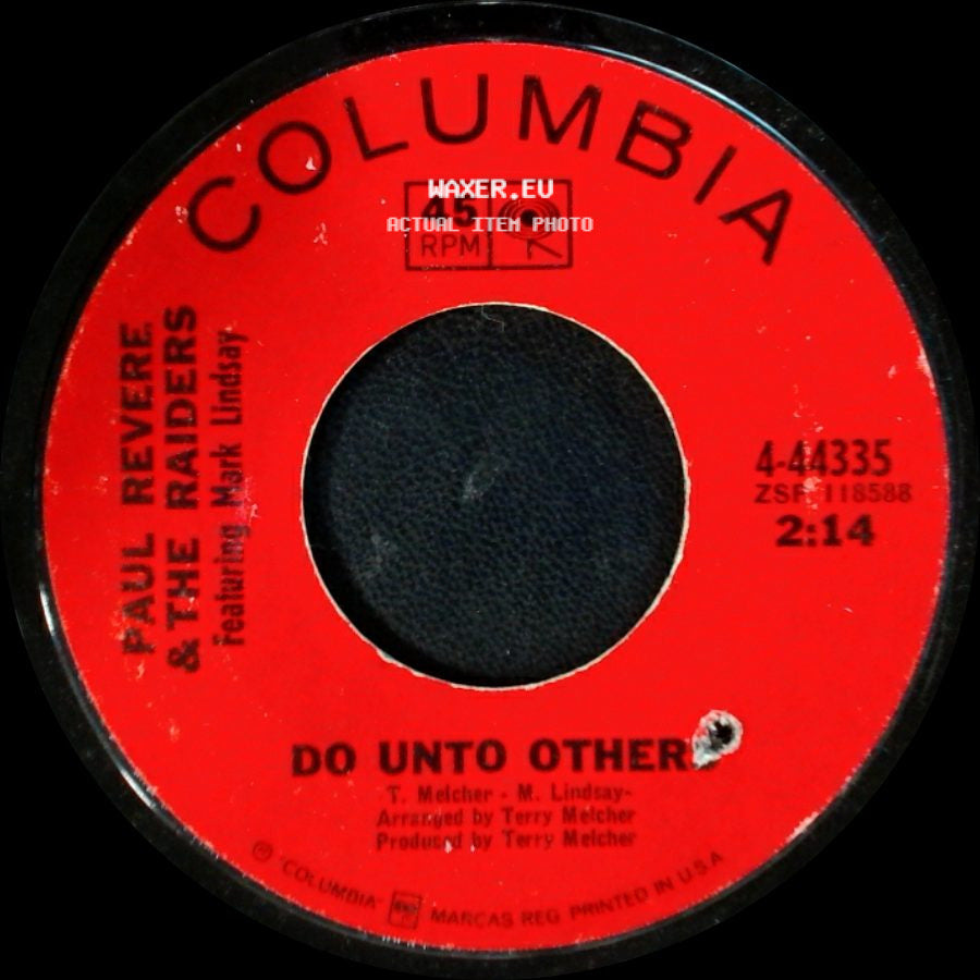 Paul Revere & The Raiders Featuring Mark Lindsay - Peace Of Mind / Do Unto Other side B