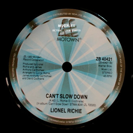 Lionel Richie - Say You, Say Me / Can't Slow Down side B