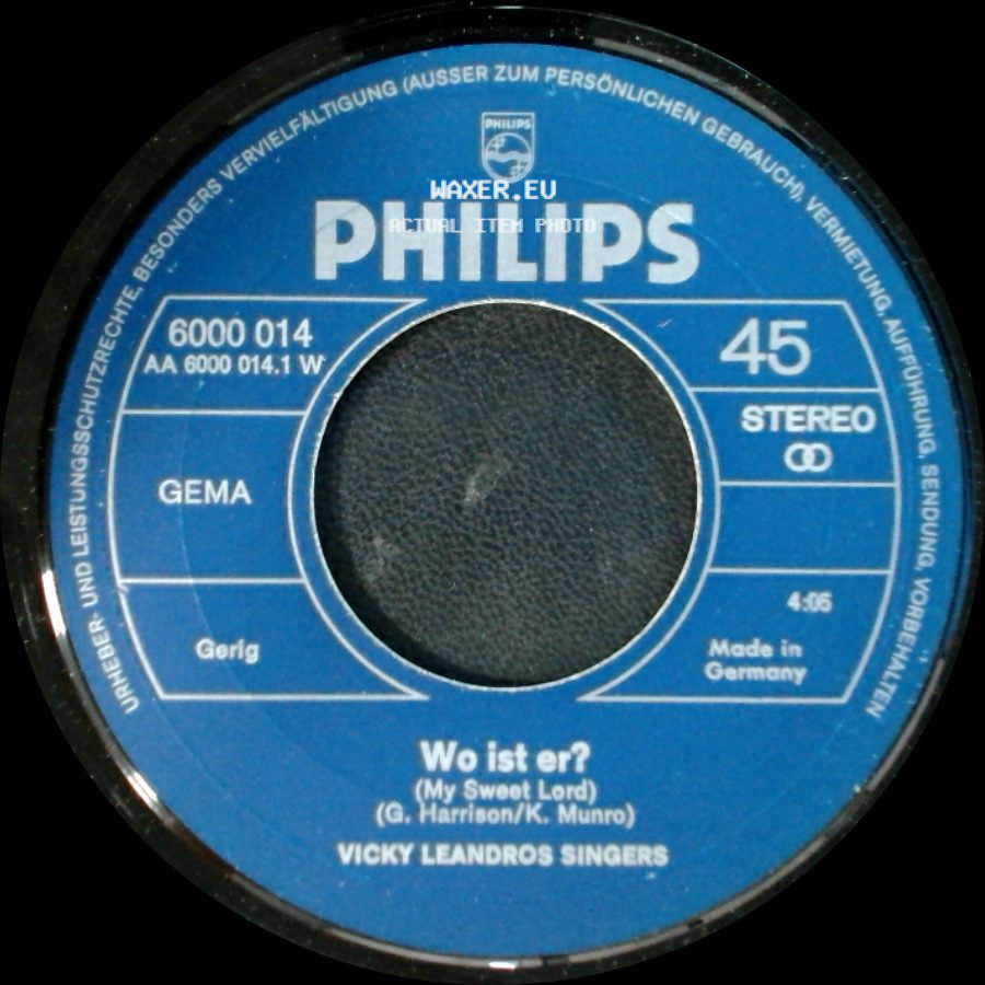 Vicky Leandros Singers - Wo Ist Er? / Lauf Und Hol Wasser (Für Die Blume Der Liebe) side A