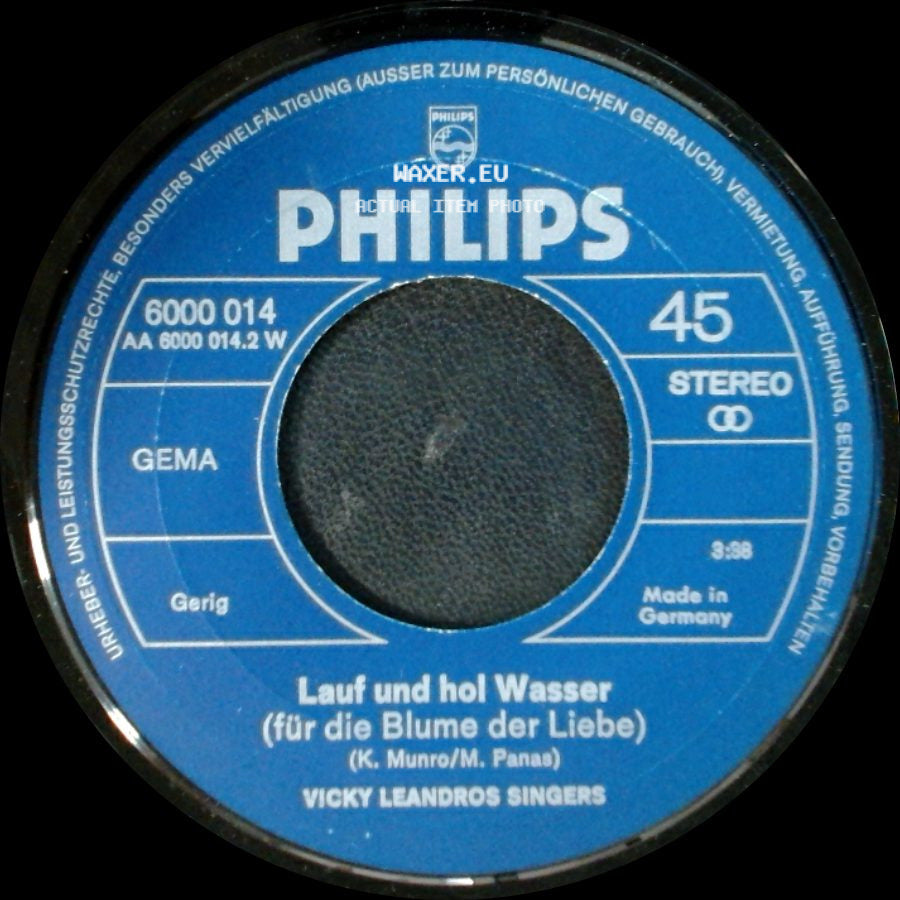 Vicky Leandros Singers - Wo Ist Er? / Lauf Und Hol Wasser (Für Die Blume Der Liebe) side B