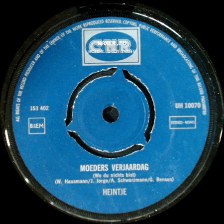 Heintje - Zandman (Sandmann) / Moeders Verjaardag side B