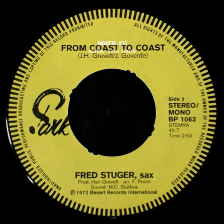 Fred Stuger, Sax - A Girl Like You Tros Tv-Tune / From Coast To Coast side B