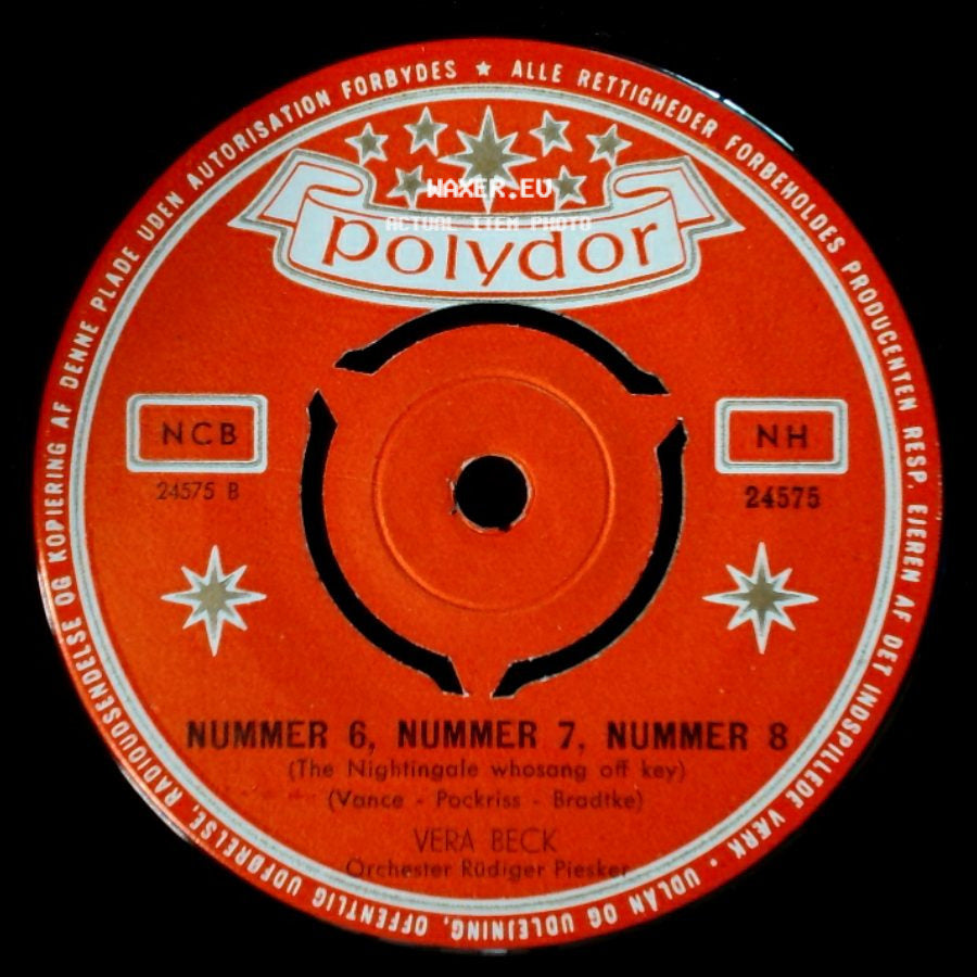 Vera Beck - Nummer 6, Nummer 7, Nummer 8 (The Nightingale Whosang Off Key) / Schreib' Mir Täglich Eine Karte side A