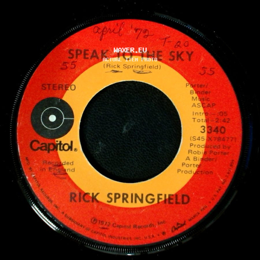 Rick Springfield - Speak To The Sky / Why? side A