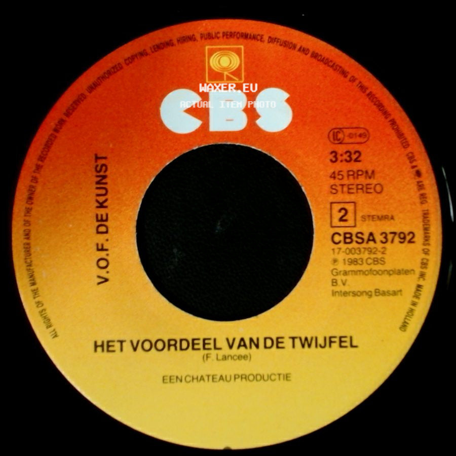 V.O.F. De Kunst - Het Voordeel Van De Twijfel / Suzanne side A