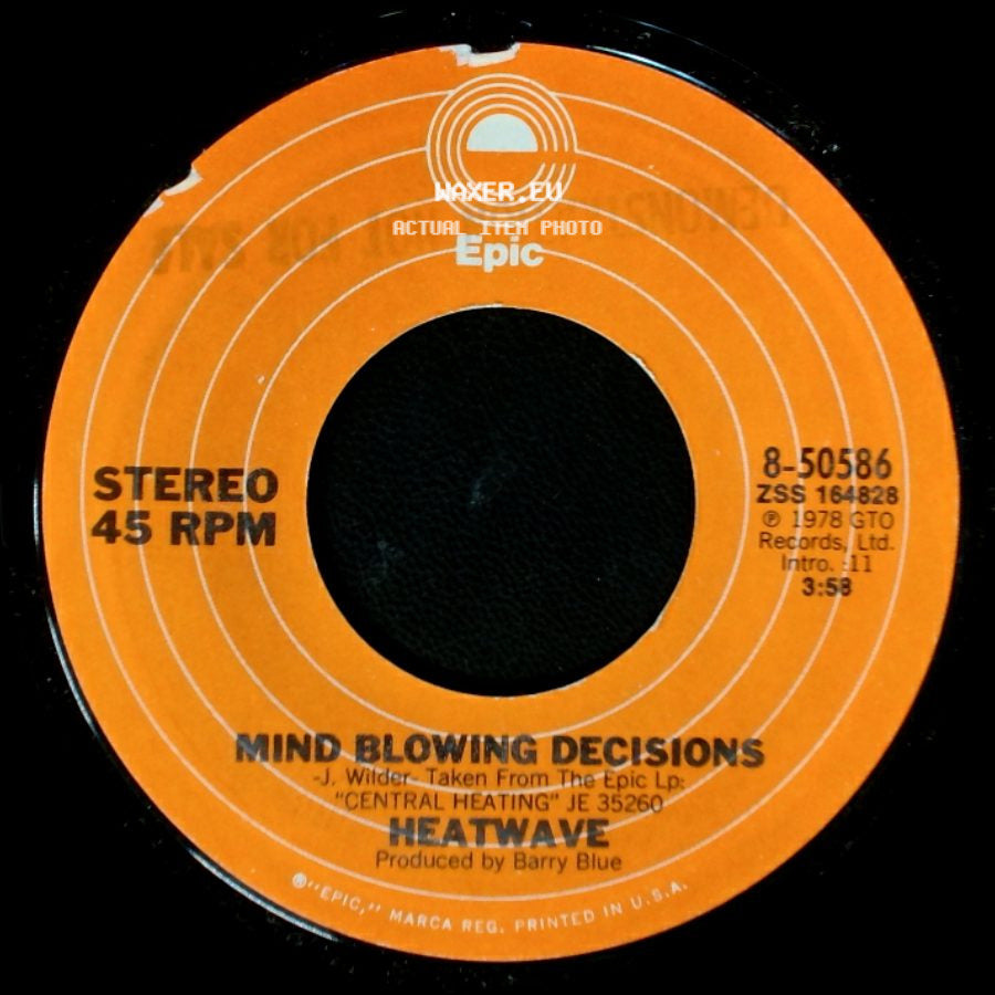 Heatwave - Beat Your Booty / Mind Blowing Decisions side B
