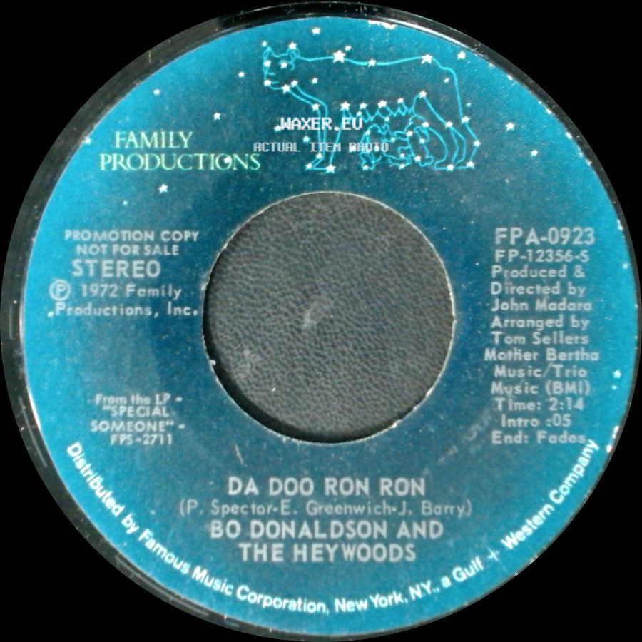 Bo Donaldson And The Heywoods - Da Doo Ron Ron / Da Doo Ron Ron side A