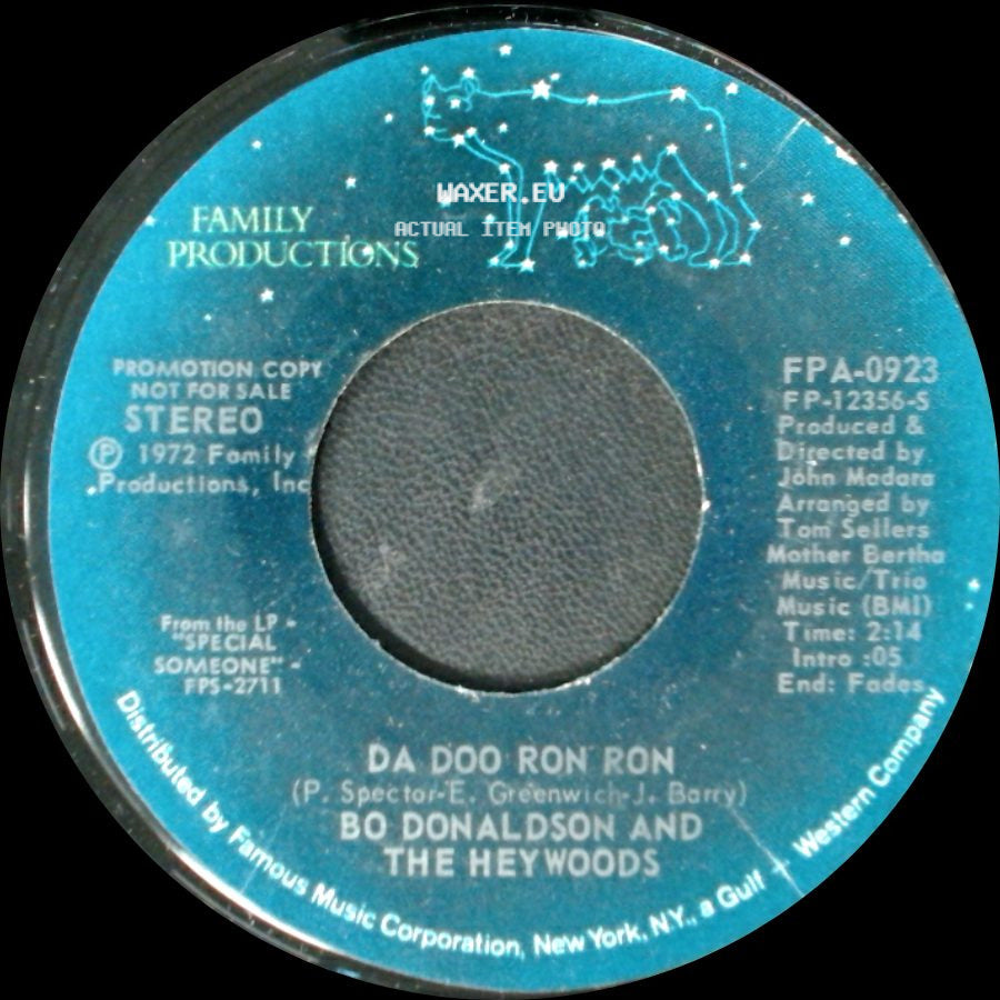 Bo Donaldson And The Heywoods - Da Doo Ron Ron / Da Doo Ron Ron side A