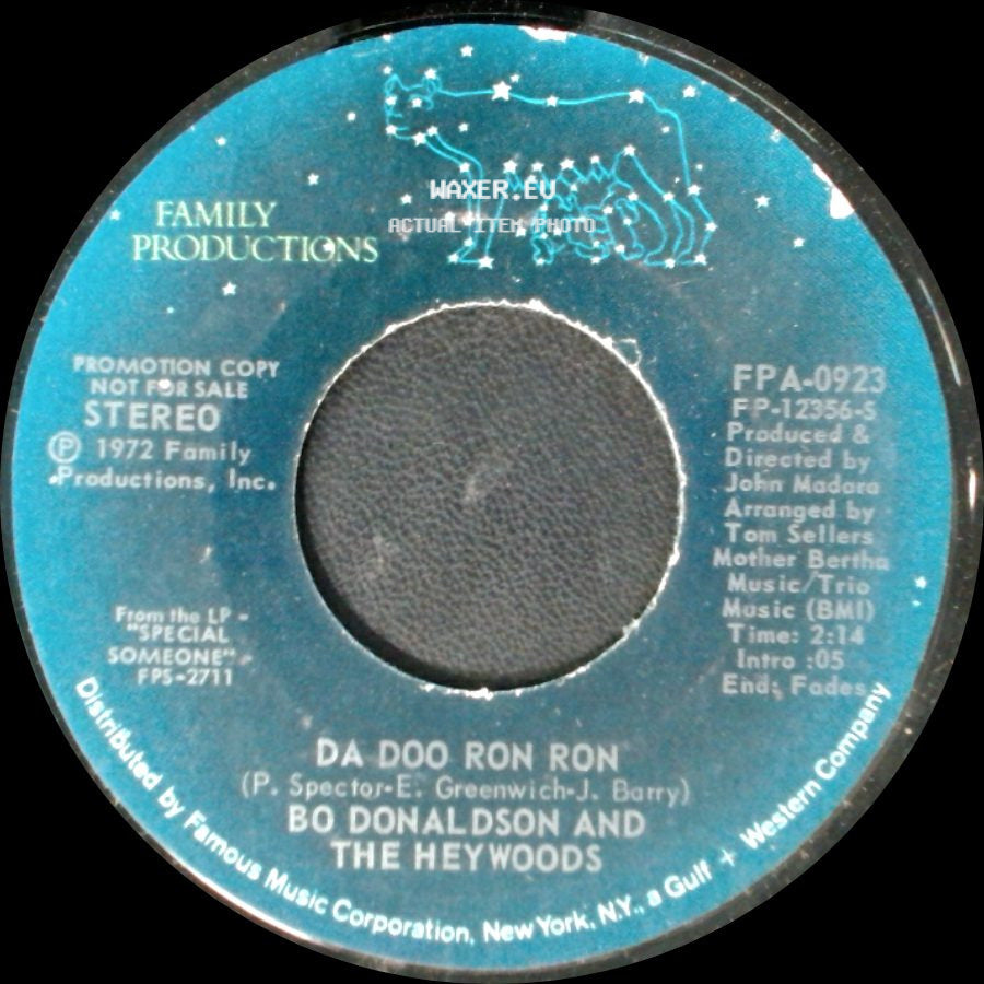 Bo Donaldson And The Heywoods - Da Doo Ron Ron / Da Doo Ron Ron side A