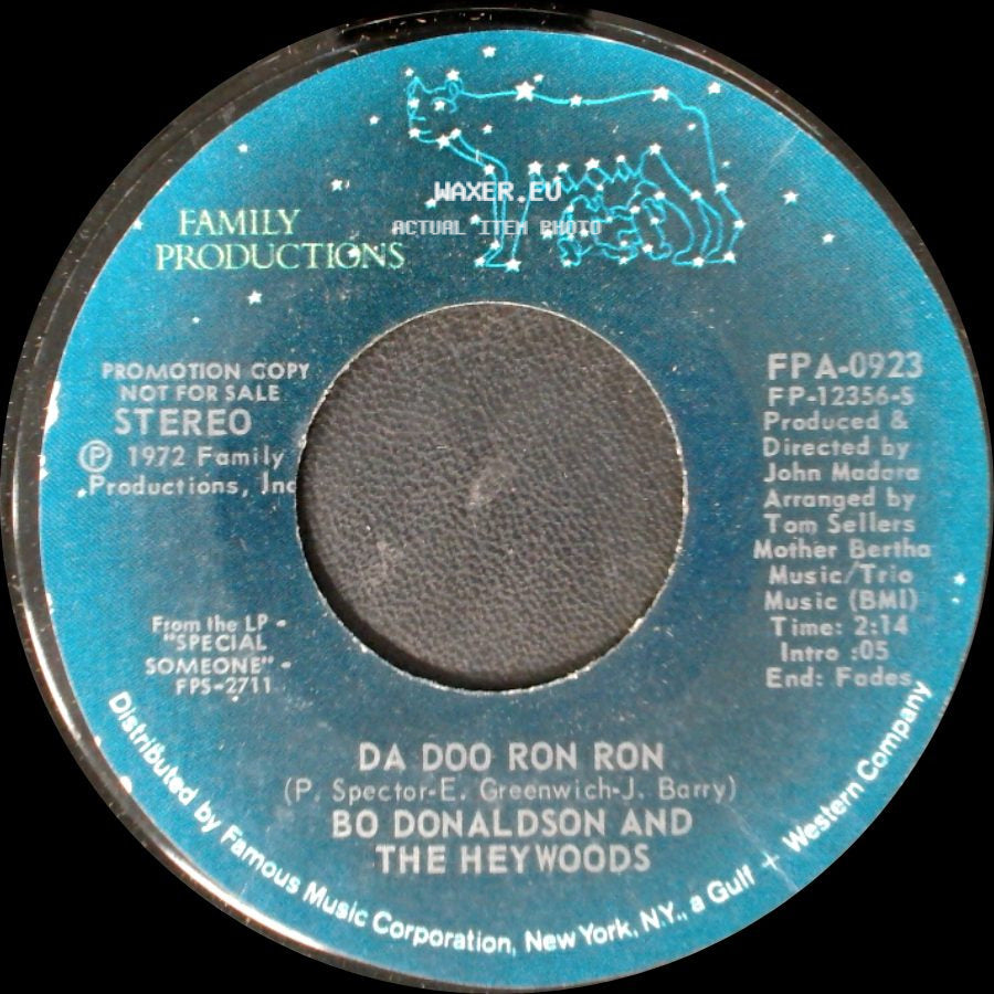 Bo Donaldson And The Heywoods - Da Doo Ron Ron / Da Doo Ron Ron side B