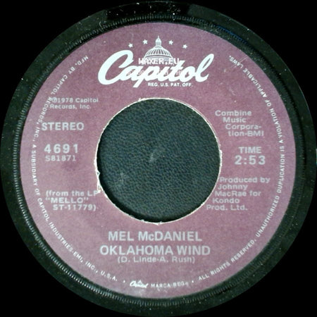Mel Mcdaniel - Love Lies / Oklahoma Wind side B