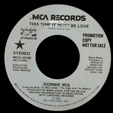 Donnie Iris - This Time It Must Be Love / This Time It Must Be Love side A