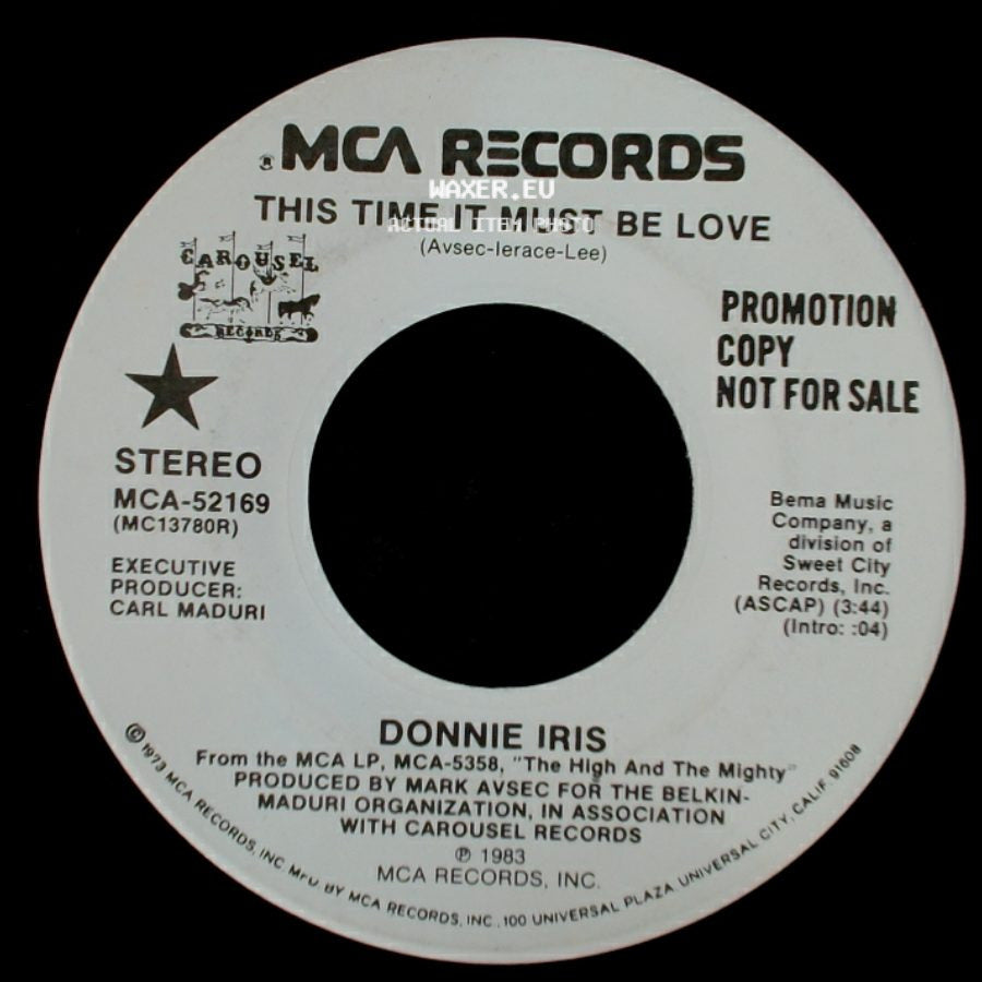 Donnie Iris - This Time It Must Be Love / This Time It Must Be Love side A