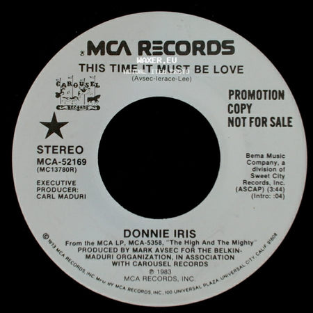 Donnie Iris - This Time It Must Be Love / This Time It Must Be Love side B