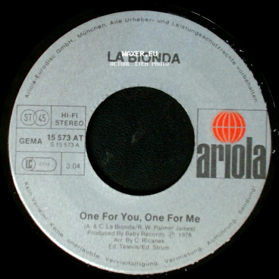 La Bionda - One For You, One For Me / There For Me side A