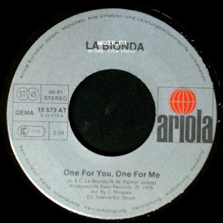 La Bionda - One For You, One For Me / There For Me side A