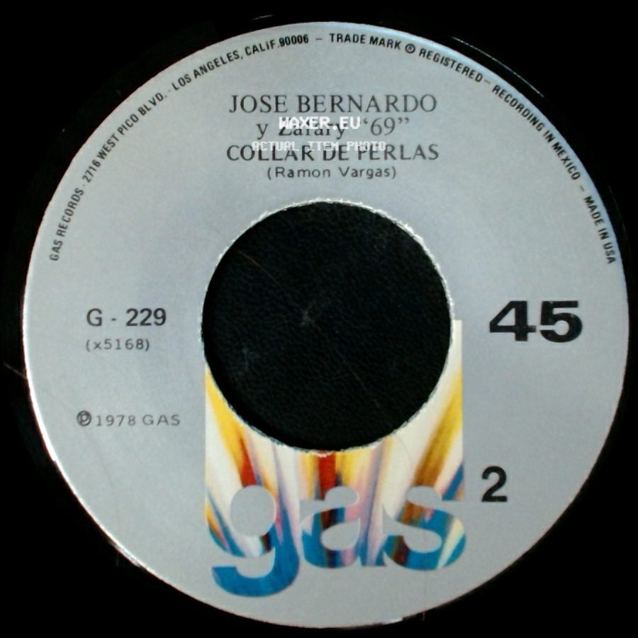 Jose Bernardo Y Zafary "69" - El Velorio / Collar De Perlas side B