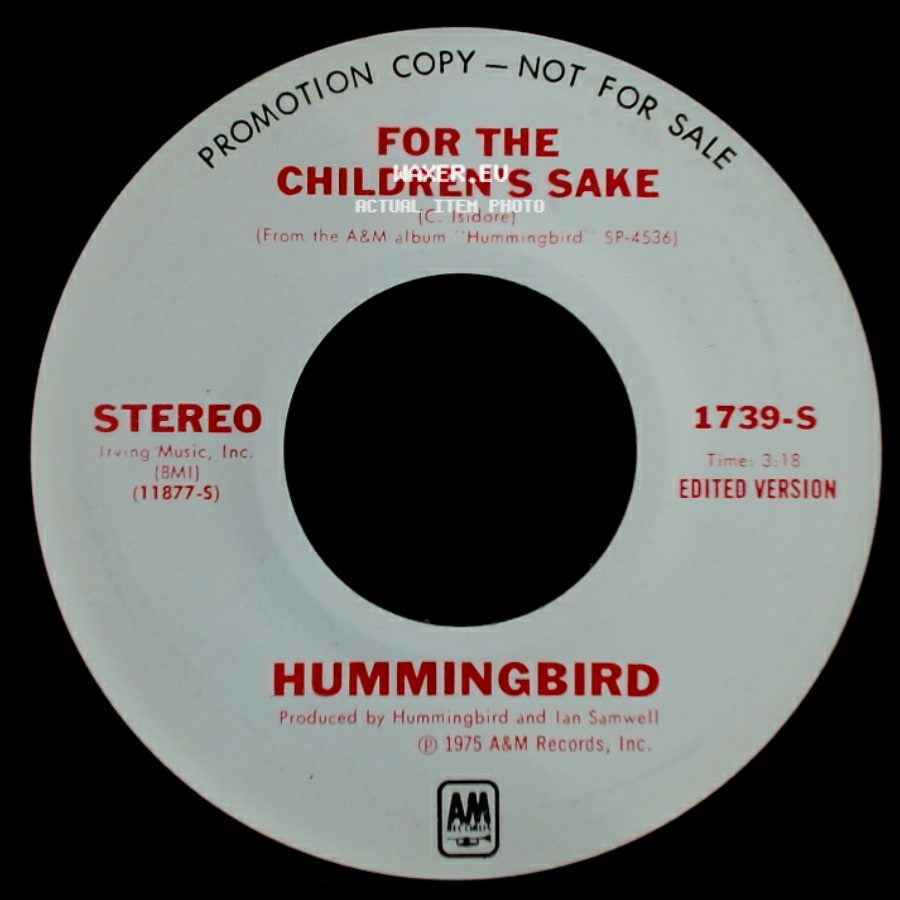 Hummingbird - For The Children's Sake / For The Children's Sake side B