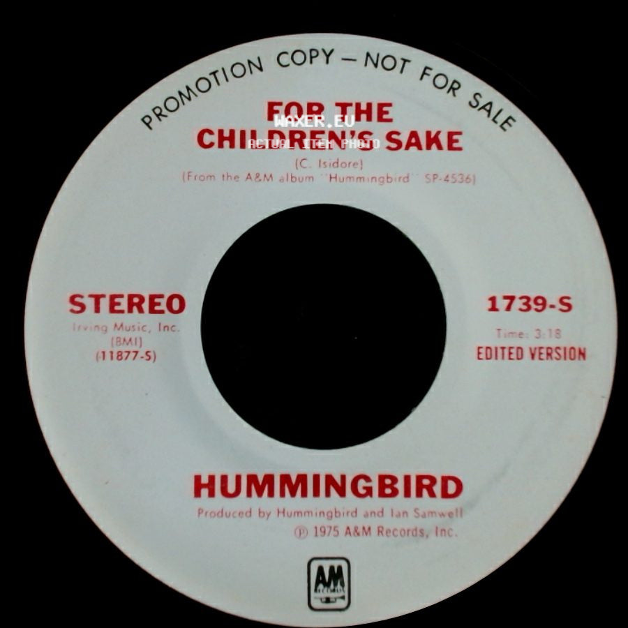 Hummingbird - For The Children's Sake / For The Children's Sake side B