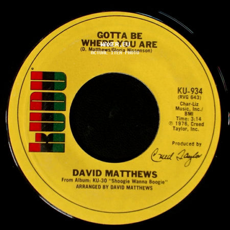 David Matthews - Shoogie Wanna Boogie / Gotta Be Where You Are side B