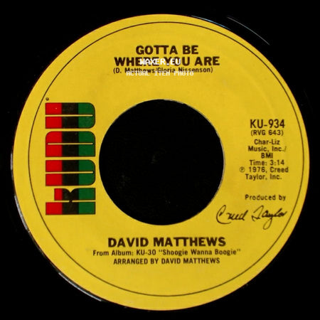 David Matthews - Shoogie Wanna Boogie / Gotta Be Where You Are side B